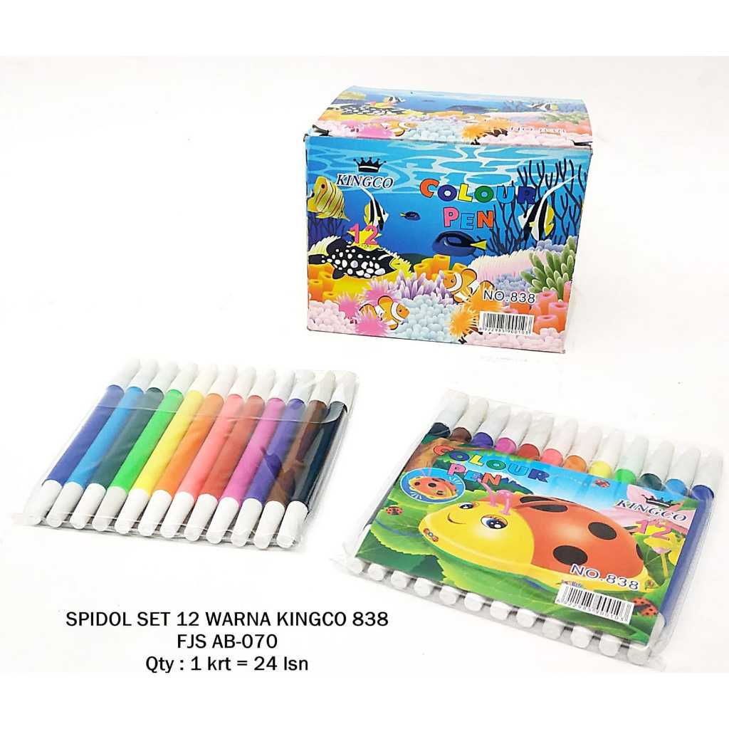 

Spidol Set 12 Warna/ Colour Pen 12 Warna/ Spidol kecil 12 Warna 838 kingco