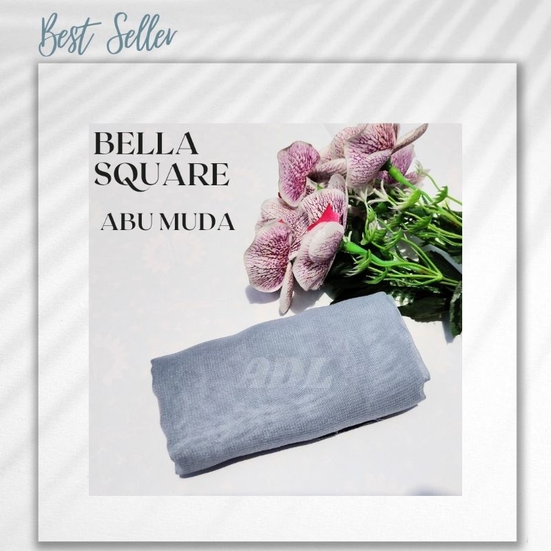 Bella Square Hijab Segi Empat Warna Abu Muda Bahan Berkualitas Bagus