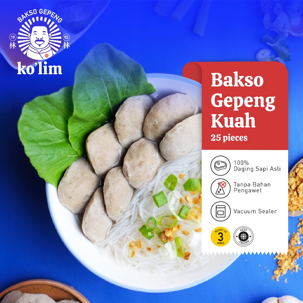 

BAKSO GEPENG Homade FREE KUAH KALDU TULANG SAPI ASLI Special KO'LIM Frozen (1 PACK ISI 25 PCS)