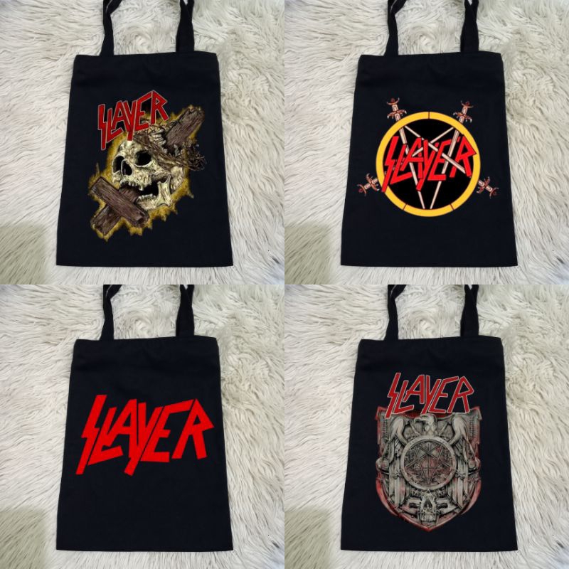 Totebag Hitam Band Slayer Tebal 100% Kanvas Premium / Tas Jinjing Hitam Band Metal Slayer / Tas Bela