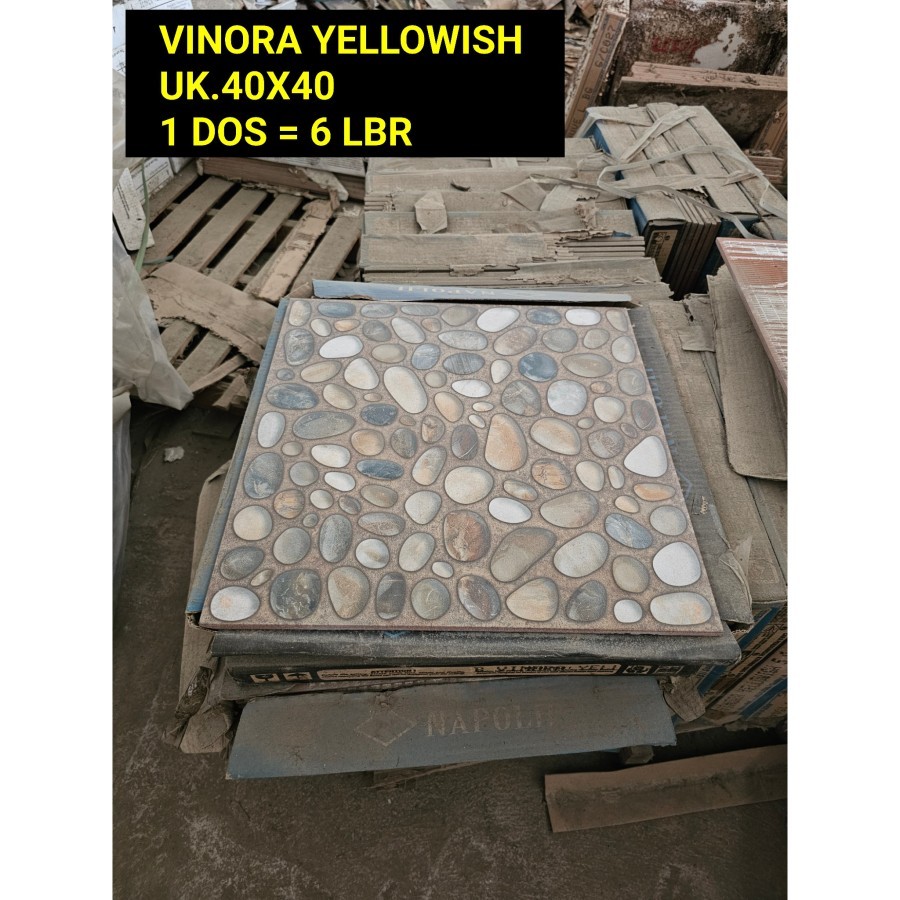 VINORA YELLOWISH UK.40X40 KERAMIK LANTAI MOTIF BATU MATT NAPOLI TERAS CARPORT RUMAH