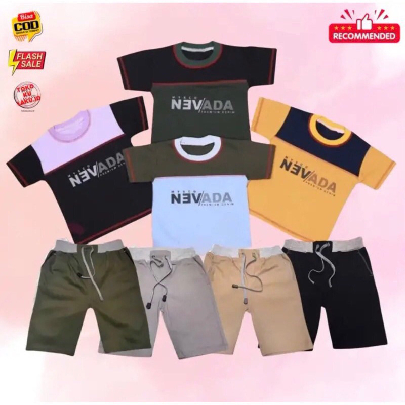 Paket 100ribu Dapat Setelan Anak 5 Kaos + 5 Celana pendek Polos Chinos