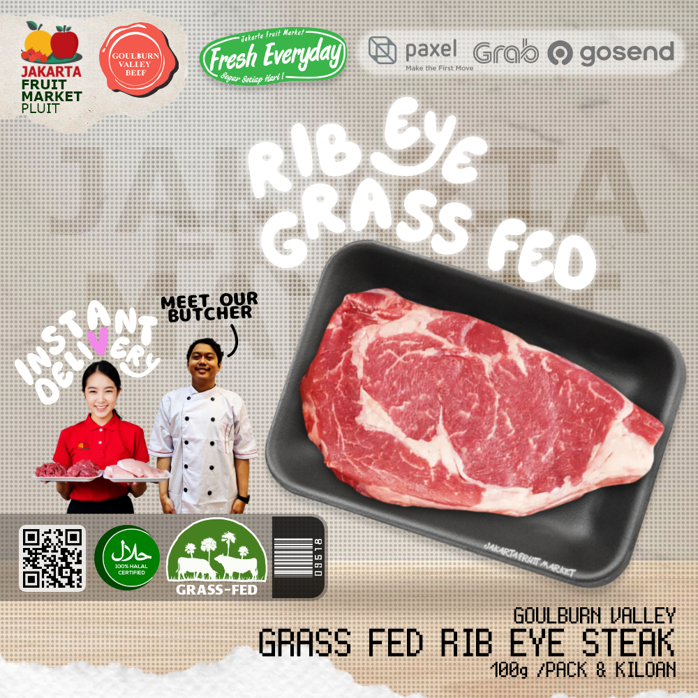 

GRASS FED RIB EYE STEAK whole beef cut Goulburn valley Daging sapi 09381