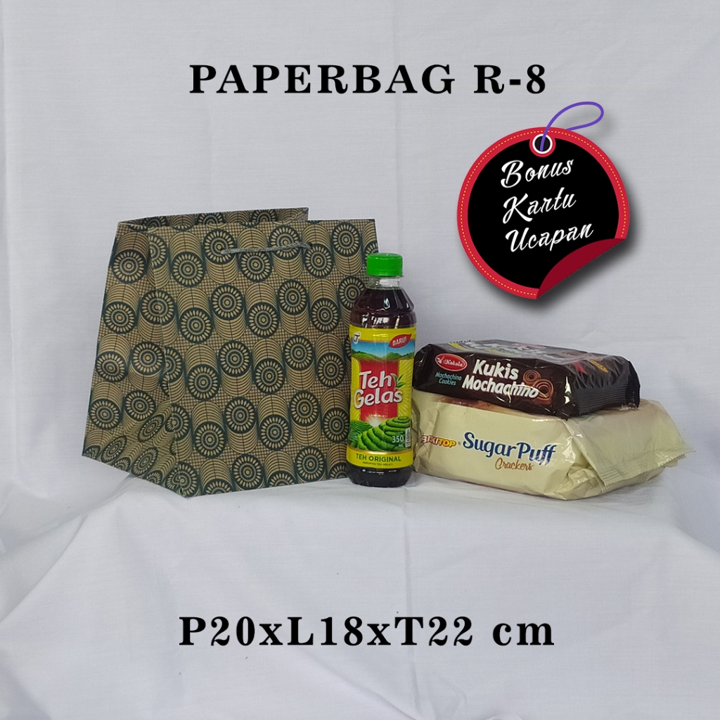 

PAPERBAG BONUS KARTU UCAPAN UKURAN R-8 (P20 X L18 X T22 CM) WARNA MOTIF 1 WARNA