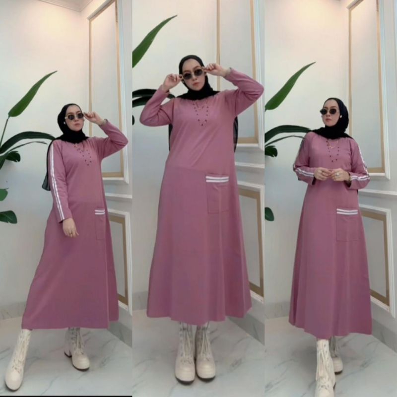 MIDI DRES WANITA BY NABIL MODEL LIST SAKU DEPAN PREMIUM//MIDI DRES LIST KEKINIAN