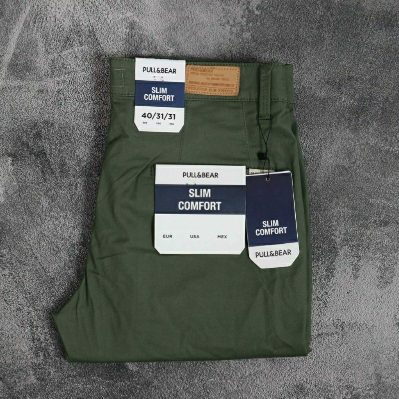Pull & bear celana chino panjang pria slimfit premium import original