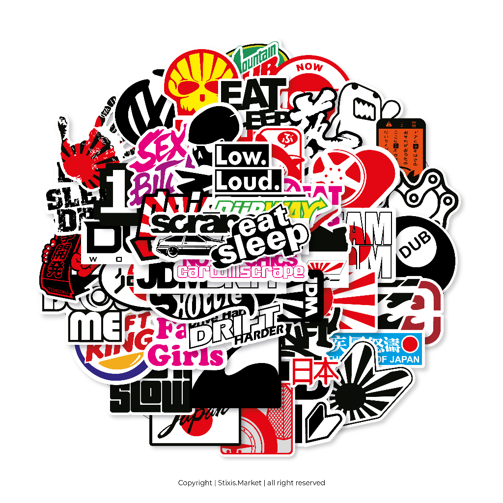 

[READY] STICKER PACK | JAPAN DRIFT JDM | 50 PCS | KISSCUT | WATERPROFF | STIXIS.MARKET