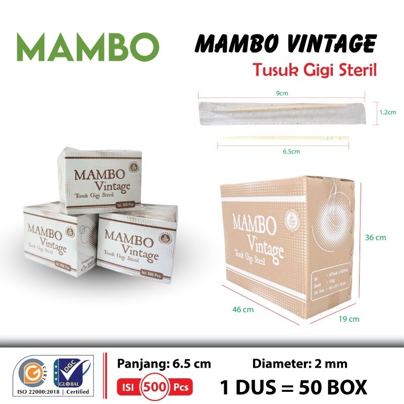 Tusuk Gigi Steril Bungkus Kertas Mambo Seri Vintage isi 500pcs