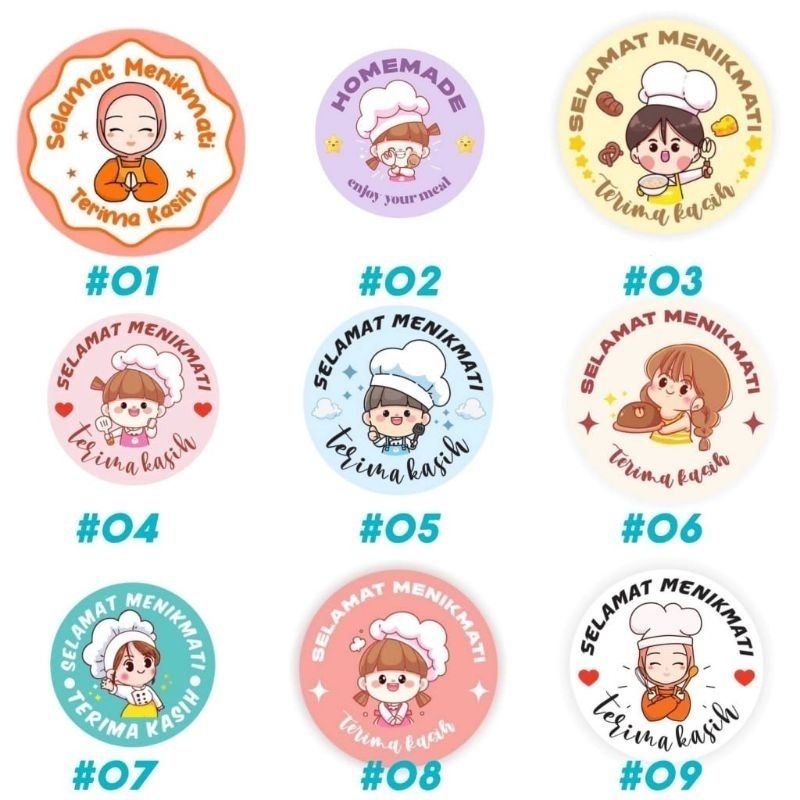 

TAFBABY - Stiker Thank You 500 pcs Selamat Menikmati Sticker Bulat Roll Makanan Kue Thank You Terima Kasih