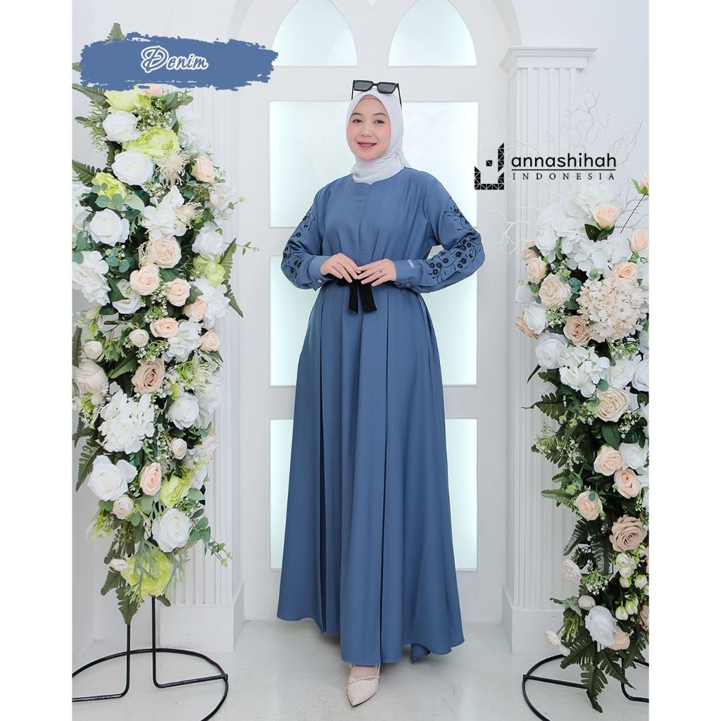 GAMIS LARAS DRESS EXSLUSIVE ANNASIHAH BORDIR BAHAN YORIS PREMIUM/COD/DRESS BORDIR WANITA TERBARU ANN