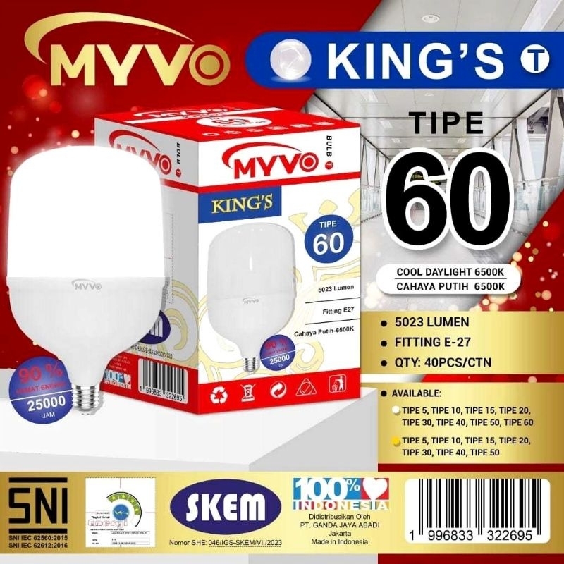 Lampu led myvo king's 5W,15W ,30W ,40W,50W , 60W /MYVO KING Terang / Lampu