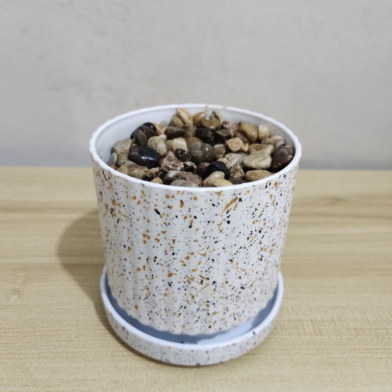 Pot Bunga Plastik / Vas Bunga Plastik alas tatakan + Busa + Batu Vas meja 90#