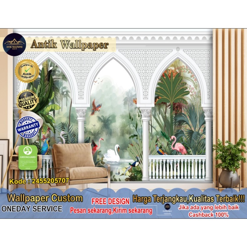 Wallpaper Custom & Wallpaper Stiker Custom 3D Tema Tropical | Semi Outdoor