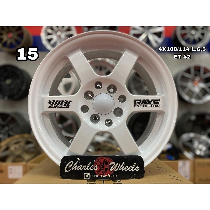 VELG BARU VOLK RAYS TE37 PUTIH RING 15 SET BAN