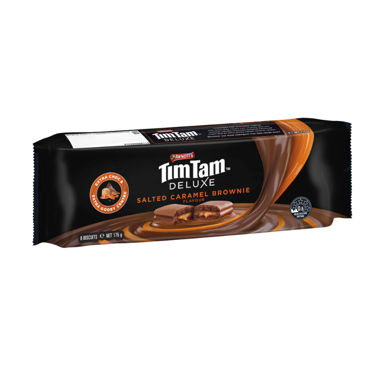 

Arnotts Tim Tam Deluxe Chocolate Biscuits Salted Caramel Brownie 175g