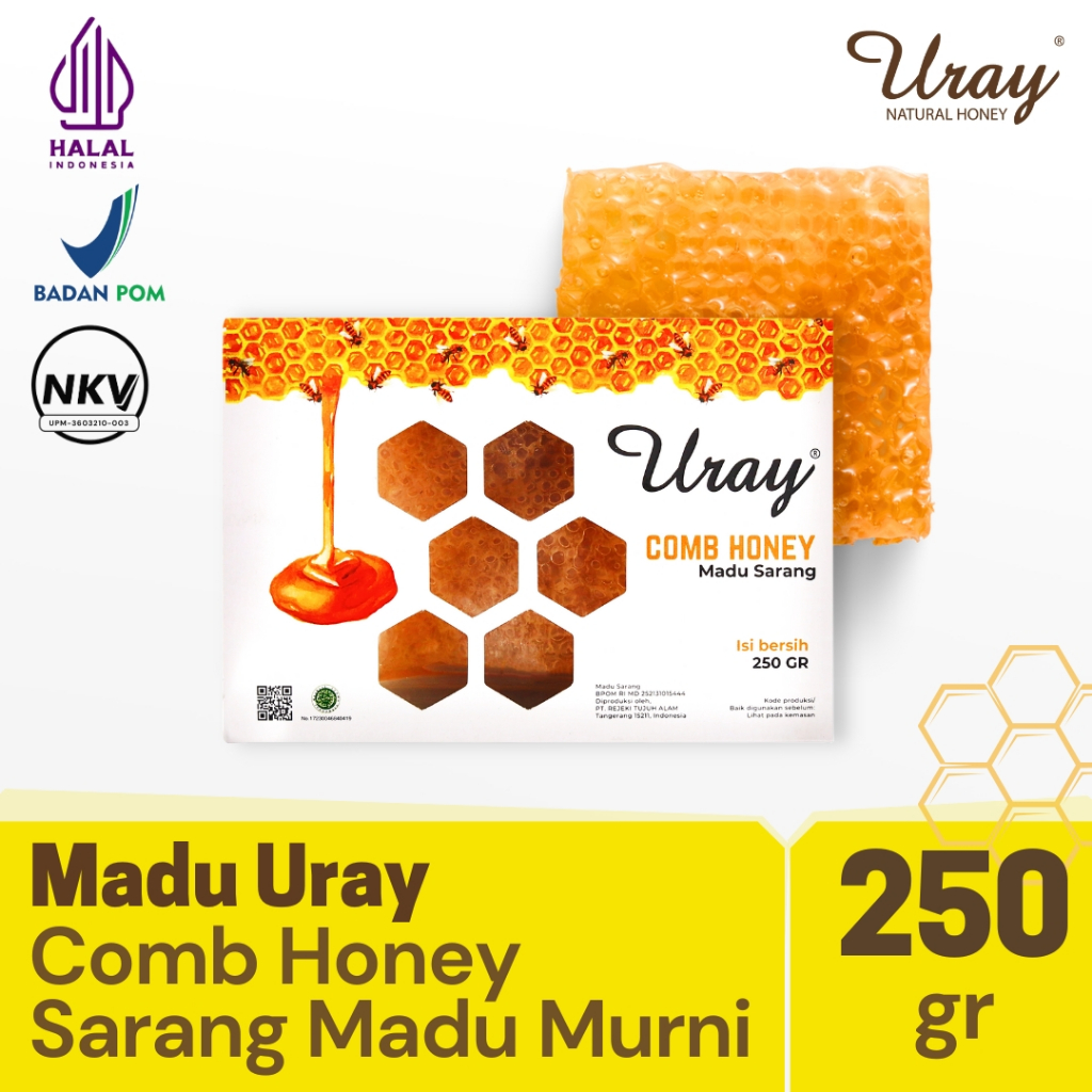 

Madu Uray Comb Honey 250gr - Sarang Madu Murni - Sarang Madu Asli