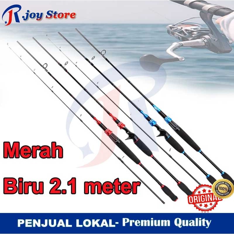 Joran Pancing UL Gun Handle 2 Segments 2.1 M merah-biru