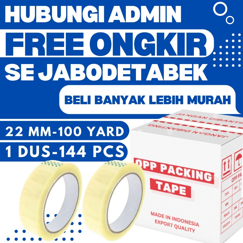 

1 DUS 144 PCS Lakban Bening 24mm 100Yard Bening Isolasi 1 Inch 100YARD OPP Packing Tape 1" Inci 100Y