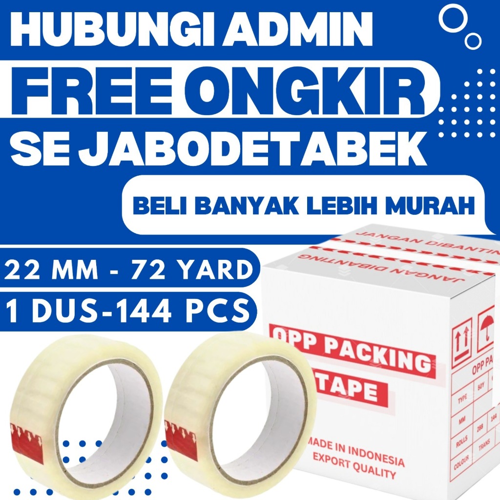 

1 DUS 144 PCS Lakban Bening 24mm 72 Yard Bening Isolasi 1 Inch 72YARD OPP Packing Tape 1" Inci 72Y