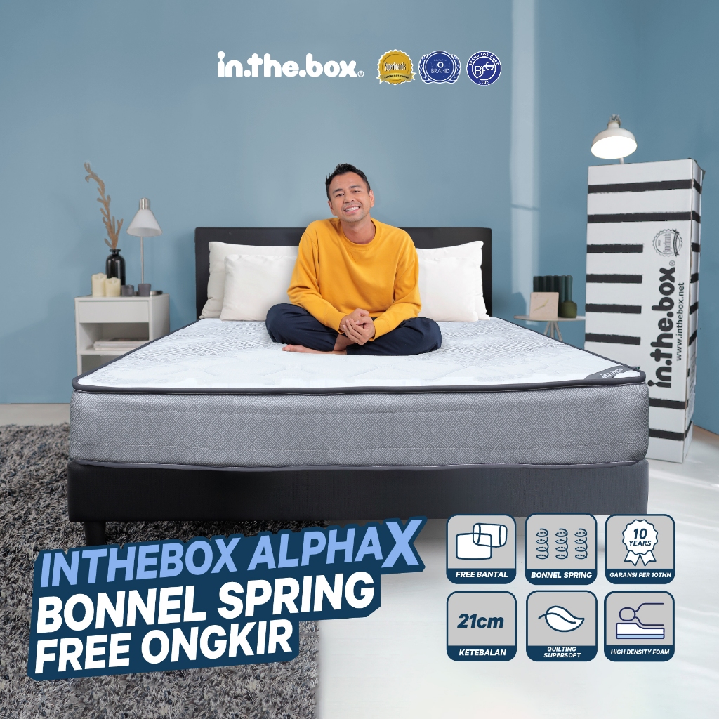 INTHEBOX ALPHA X - Kasur Springbed - FREE Bantal - Ukuran kasur 90x200, 100x200, 120x200, 140x200, 1