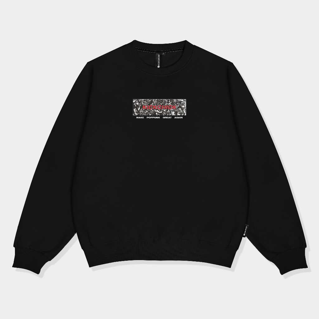 Kickchick Crewneck Bustle Black & Steel Blue Sweater | Sweatshirt Lengan Panjang | KCCN117