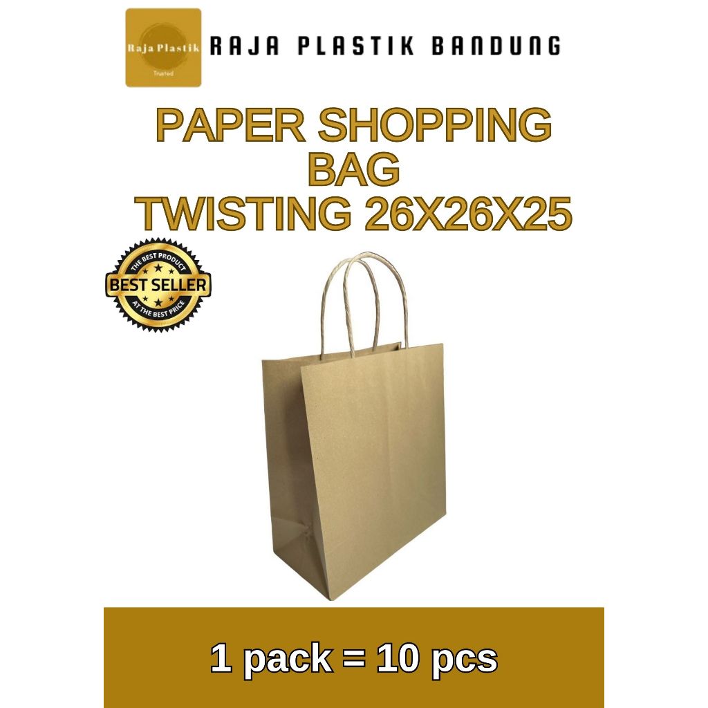 

Paper Bag Shopping SQUARE BT TWIST Uk. 26x26x25 | Tas Shopping Paper | paper Shopping Bag