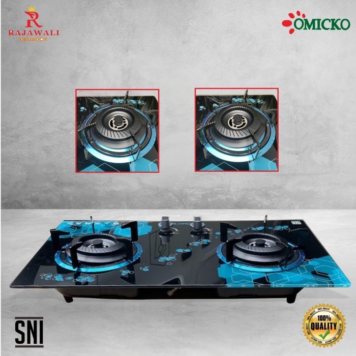 kompor tanam OMICKO 2 tungku KT-012 tempered glass high Quality BATAM