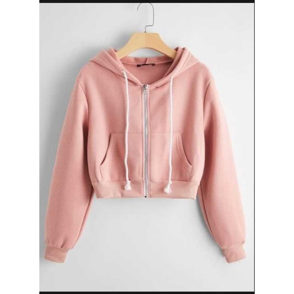 Premium Hoodie Crop Top Korea Cantik