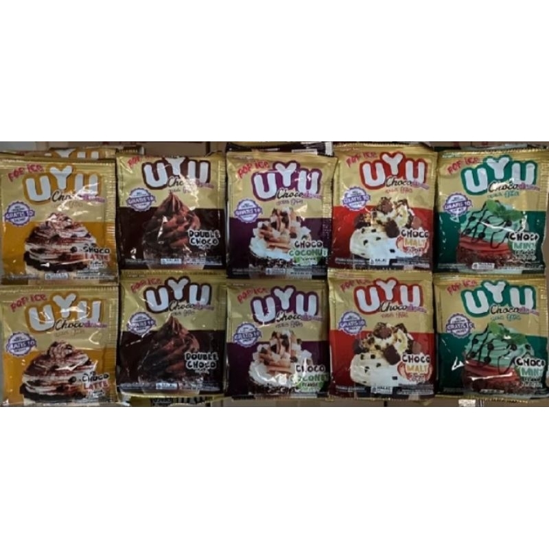 

Pop Ice Uyu Varian Terbaru Choco Drem isi 10Shaset Bonus 10Shaset