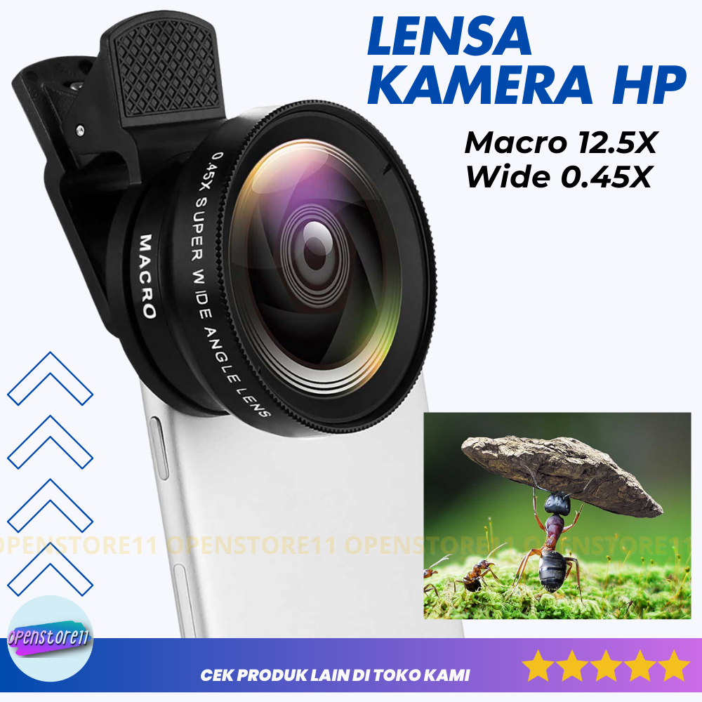 Lensa Kamera HP Smartphone Macro 12.5X Wide 0.45X