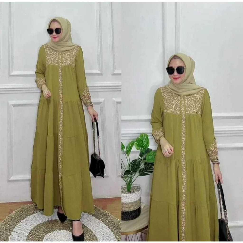 NEW GAMIS MAROKO DRESS APLIKASI BORDEL MEWAH BAHAN KRINKLE AIRFLOW/ Maroko Dress / Gamis Muslimah
