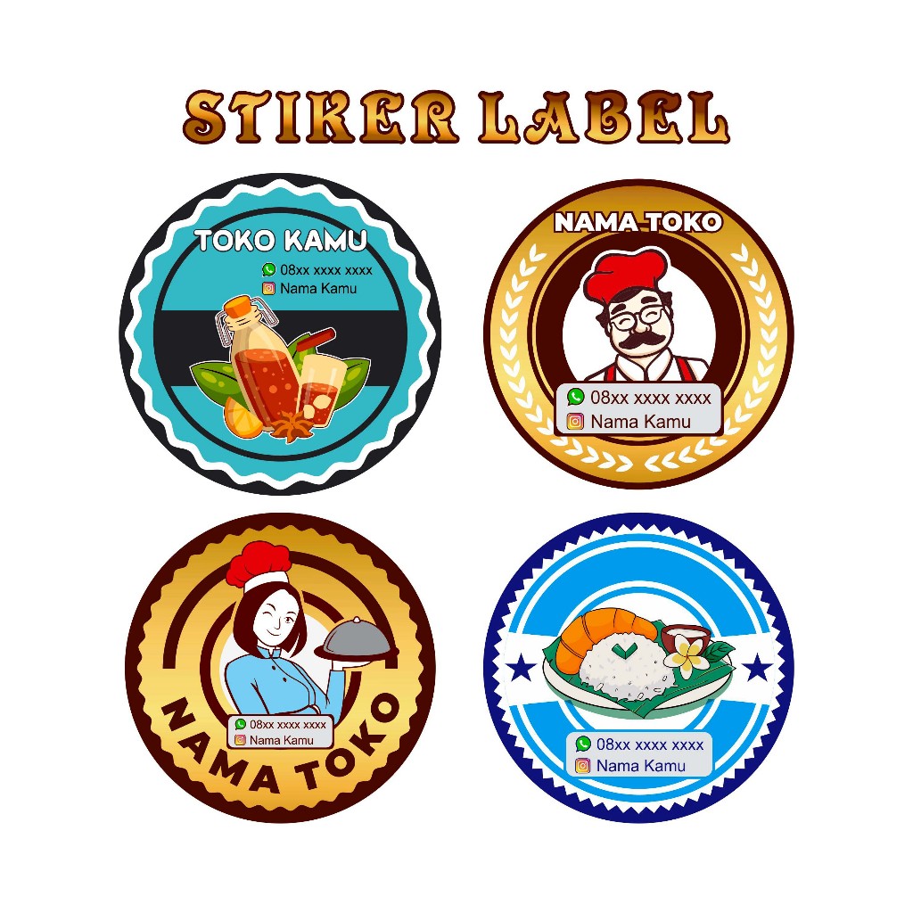 

Cetak A3+ Stiker Label makanan, Minuman Bisa Custom Nama Toko Sendiri Bahan Chromo.