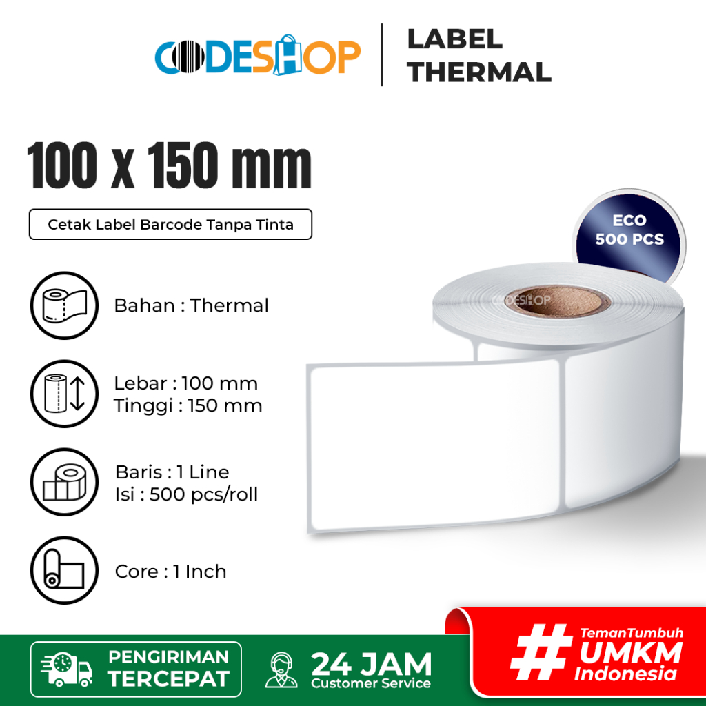 

Label Thermal 100x150 mm Stiker Printer Barcode Zebra Honeywell Argox