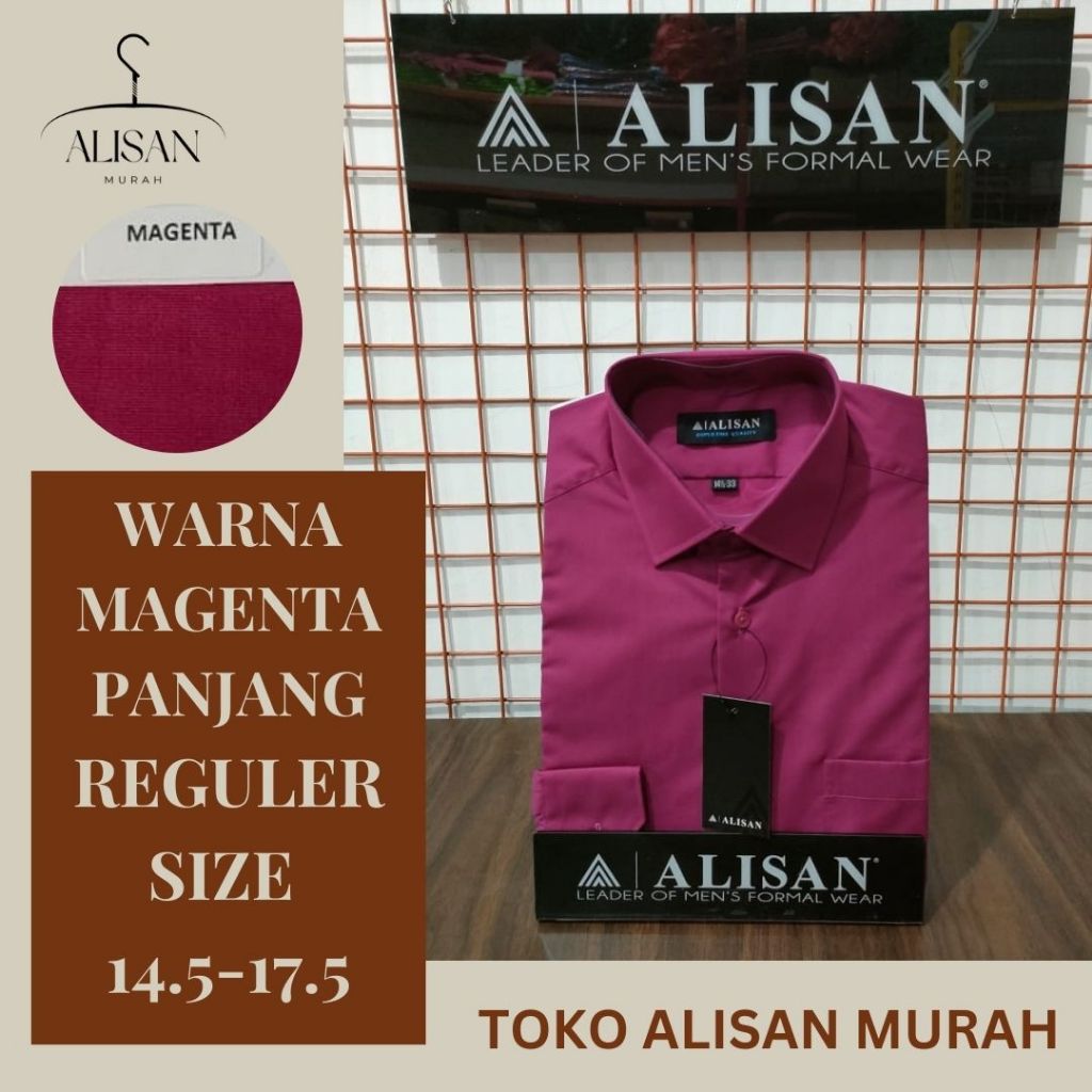 Kemeja Pria Alisan Lengan Panjang Reguler Fit Warna MAGENTA