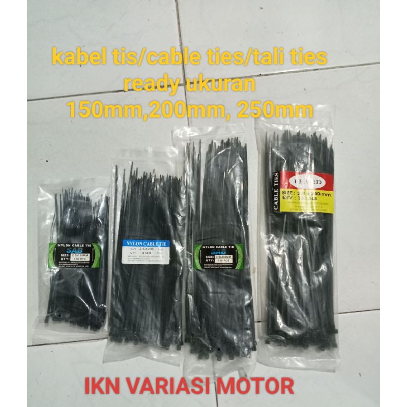 

Promo Tali ties/kabel ties/nylon cable tie ready stock ukuran 2.5×150mm, 2.5×200mm, 3.6×250mm, 2.8×250 universal bisa COD