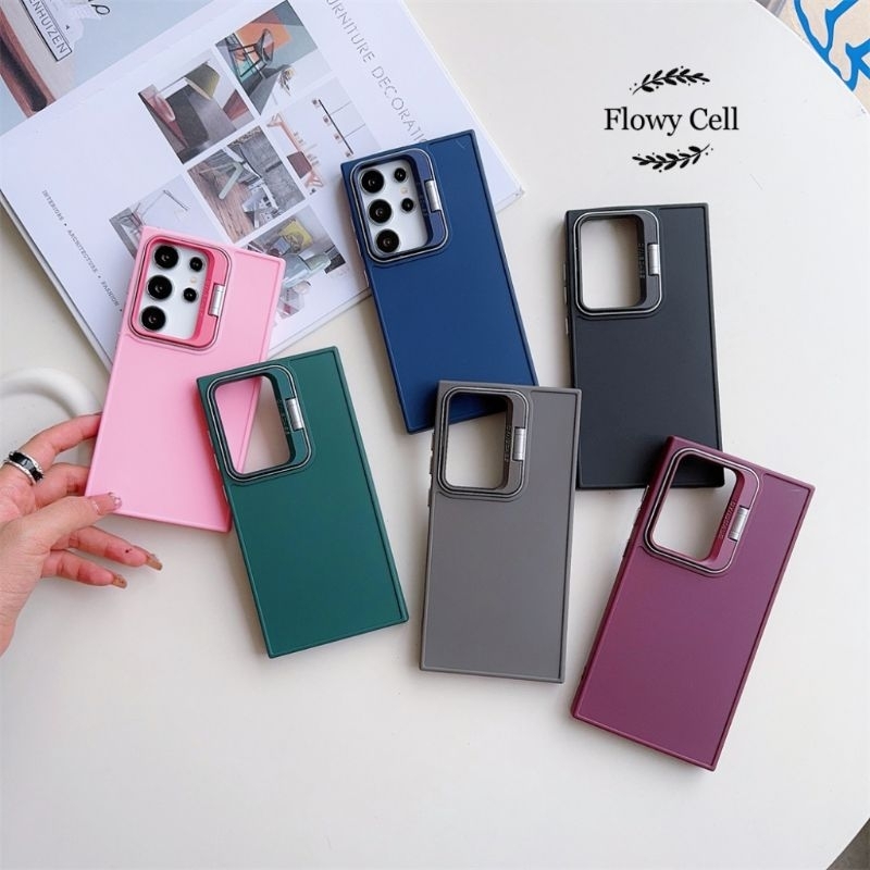 Iphone 11 12 13 Pro Max Silicone Case Camera Lens Bracket Standing Matte Bumper Cover