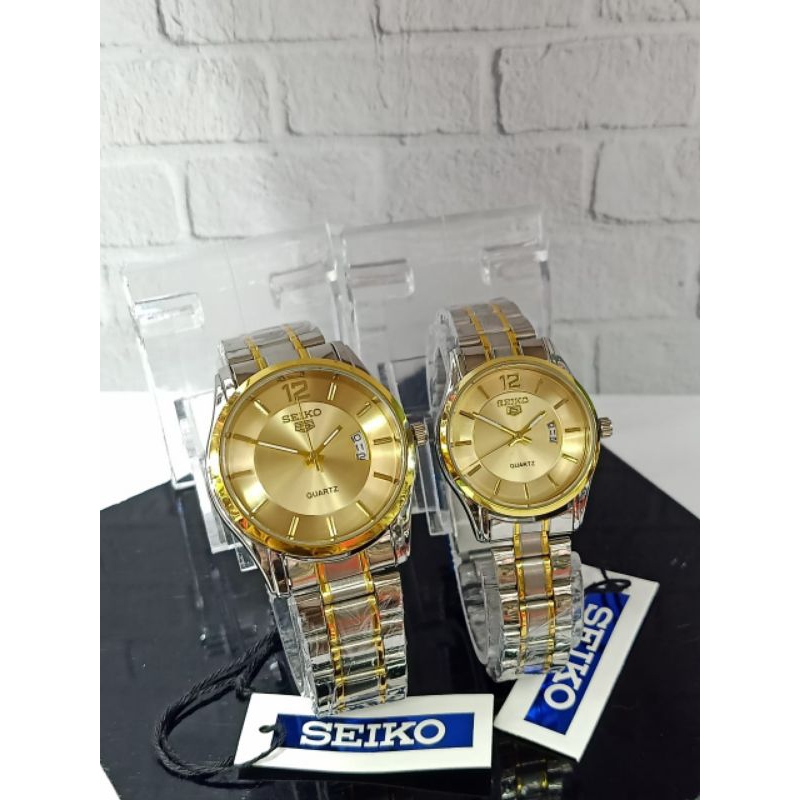 Jam Tangan Couple SEIKO 5328 Original Pasangan Analog Tggl aktif Rantai Stainless Steel
