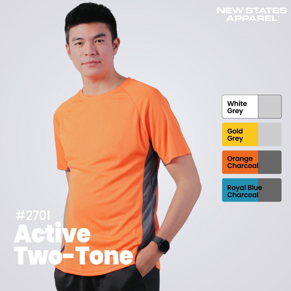 Borong Meriah  NEW STATES APPAREL Kaos Polos Olahraga Pria dan Wanita Lengan Pendek Dri Fit Dua Warn