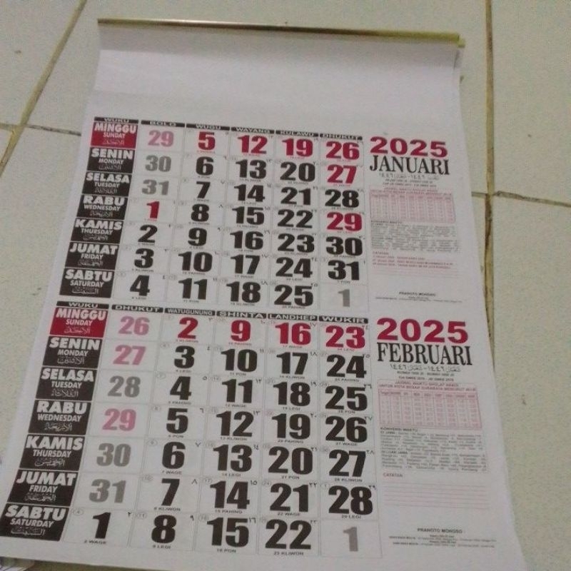 

kalender 2025 isi 6 lembar
