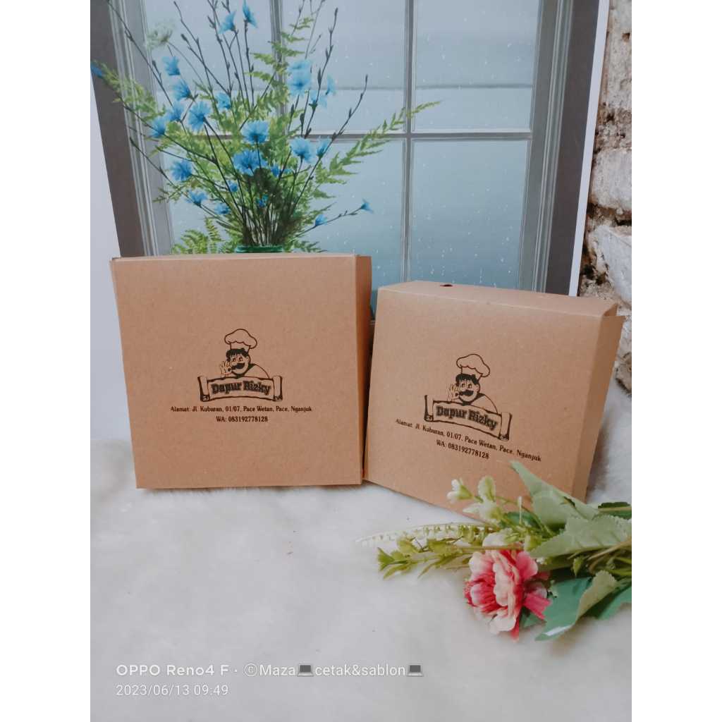 DUS NASI CUSTOM WARNA COKLAT ECER SABLON MINIMAL 50 PCS.
