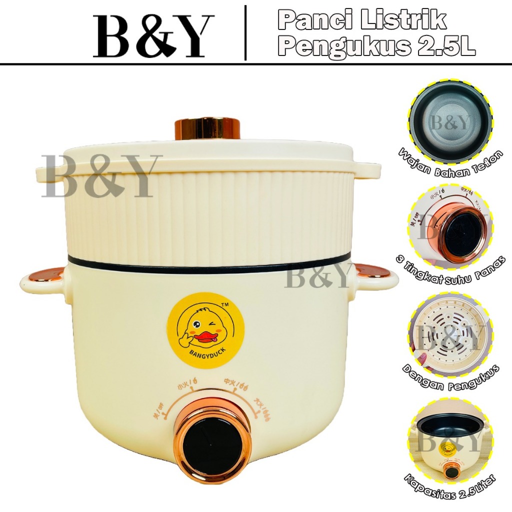 Panci Listrik Multifungsi 2 Tingkat Ukuran 2.5 Liter / Panci Listrik Serbaguna / Panci Listrik Estet