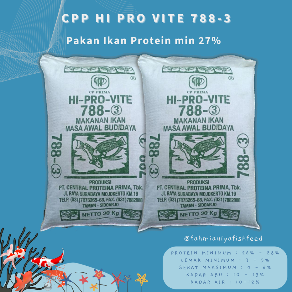 CPP HI PRO VITE 788-3 Pakan Ikan ukuran 3 mm | Pakan Ikan Lele Nila Gurame Patin Gabus Bandeng