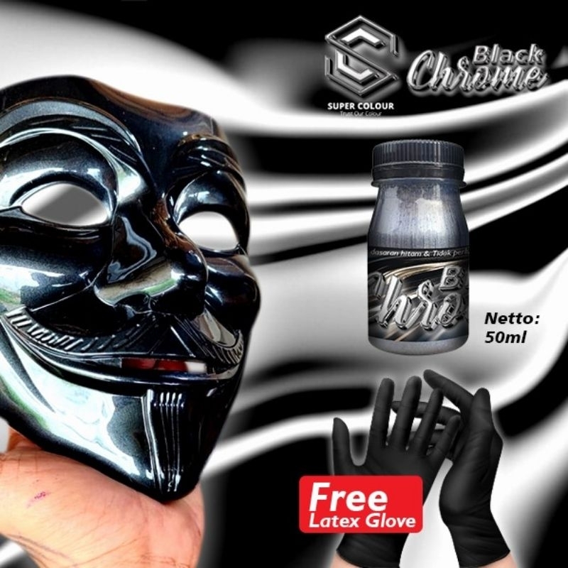 cat pu super colour, black chrome effect kemasan 50ml original