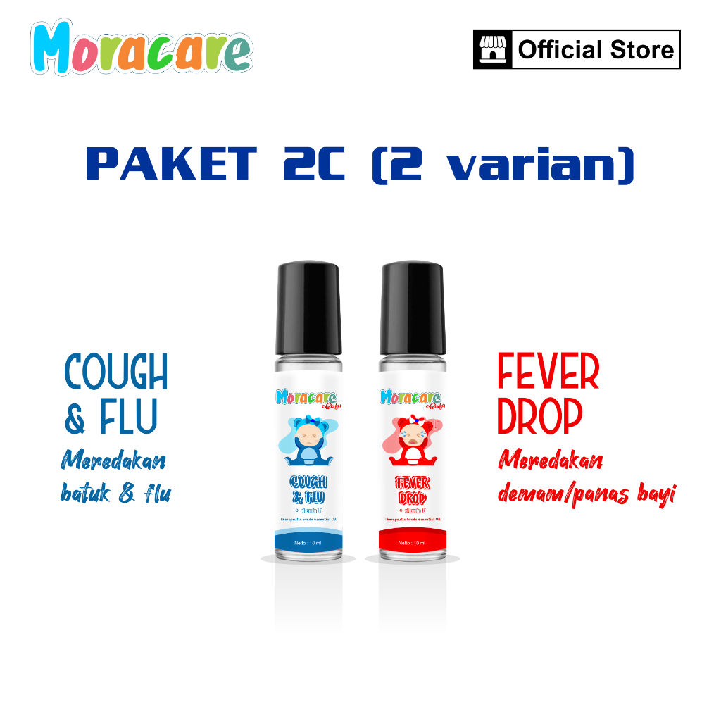 Pereda Flu Batuk dan Demam Tinggi bukan Cessa - Paket Moracare Essential Oil Cough Flu & Fever Drop 