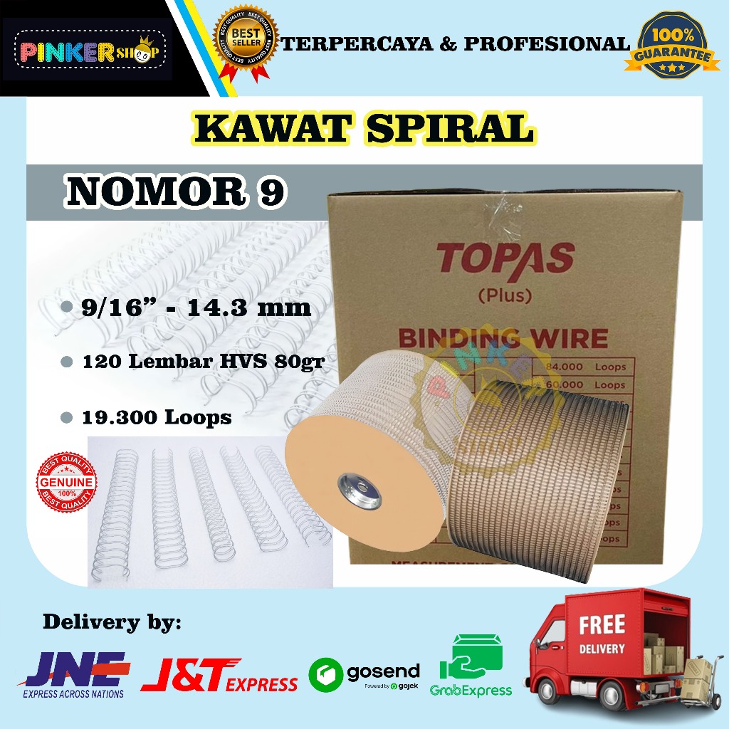 

Ring Kawat Topas Plus ukuran 9/16 Spool / Roll Gulungan Kawat Nomor 9 putih Kawat Spool Spiral Kawat Roll Jilid Kawat Kalender Meja Spiral kawat