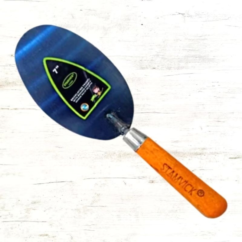 Sendok Semen bulat 7" Gagang Kayu STAMVICK / Sekop Kecil / Centong Semen