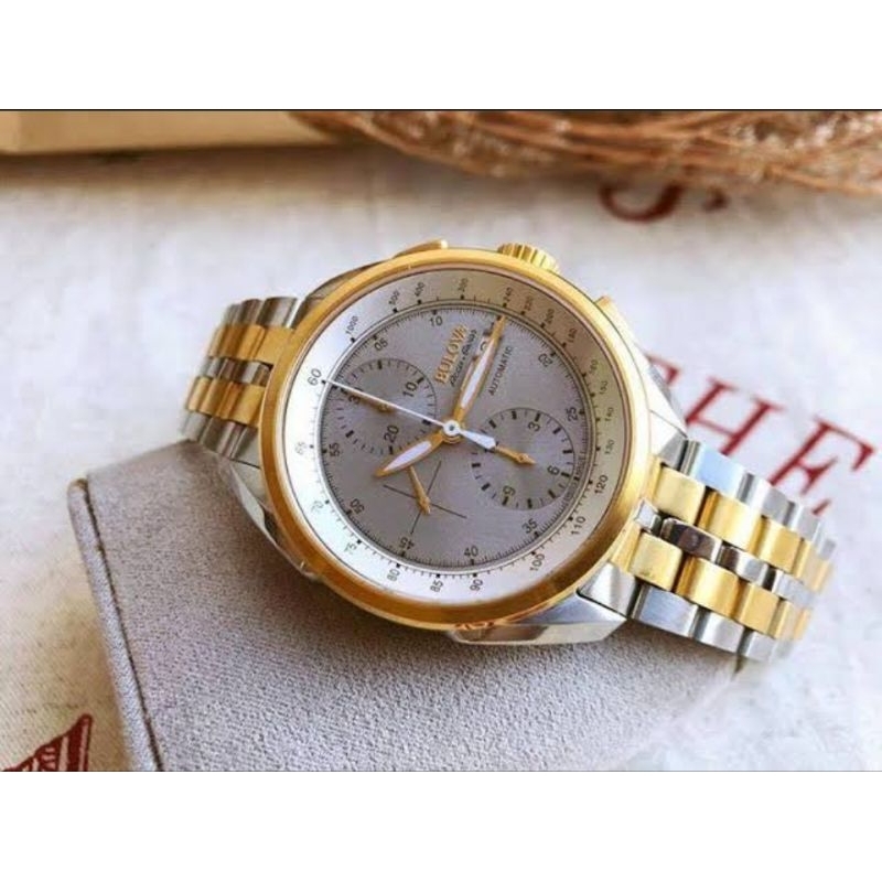 Bulova 65C117 Automatic - Jam Tangan Pria - Silver Gold - Original - Garansi Resmi