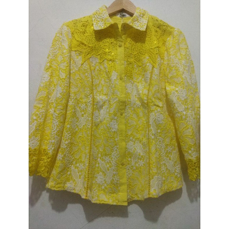 Blouse Brokat Import Bangkok Kuning Lemon