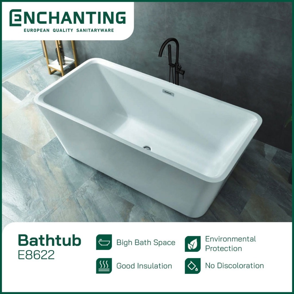 ENCHANTING Bathtub Free Standing Kamar Mandi BathTub Acrylic E8622