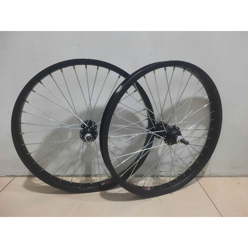 Wheel Set Sepeda Ukuran 18 Velg Jadi Pelk Jadi 18 Velg 18 Hitam Siap Pakai Wheel set sepeda Lipat BM